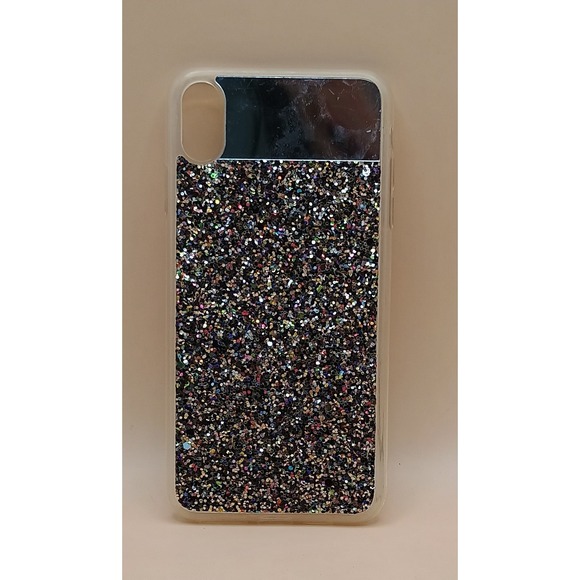 Other - Black Glitter iPhone Case with Built-in Mirror Panel Clear TPU Bumper Sparkly